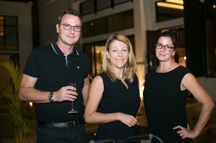 Jacqui Cuthbertson is flanked by Uwe Quaas, Managing Director of BMW Group Manufacturing Thailand and Nathalie.