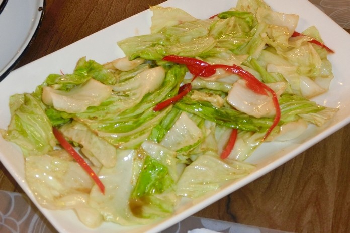 Traditional fried cabbage with fish sauce.