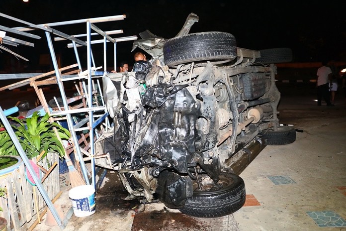 A sailor was killed when his pickup truck was struck by another truck at a U-turn in Sattahip.