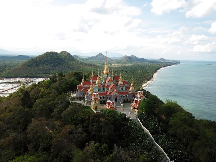 Wat Tang Sai, a Buddhist temple perched atop Thong Chai Mountain in Ban Krut in Prachuap Khiri Khan. (AP Photo/Nicole Evatt)