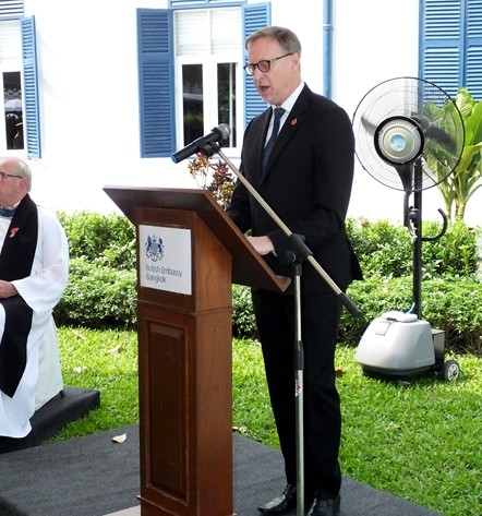 British Ambassador H.E. Brian Davidson delivers his Remembrance Day speech.