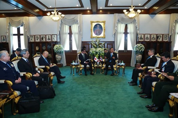 PM Gen. Prayut Chan-o-cha, welcomes Mr. Kono Toro, Japanese Defense Minister and his entourage.