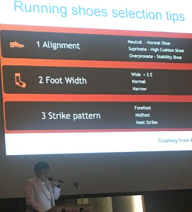 Focusing on how to avoid ankle and foot injury while running, Dr. Tanarat gives some tips on how to select the proper footwear.