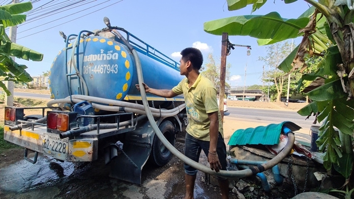 Water vendors are drowning in business as drought and water shortages splatter across Sattahip.