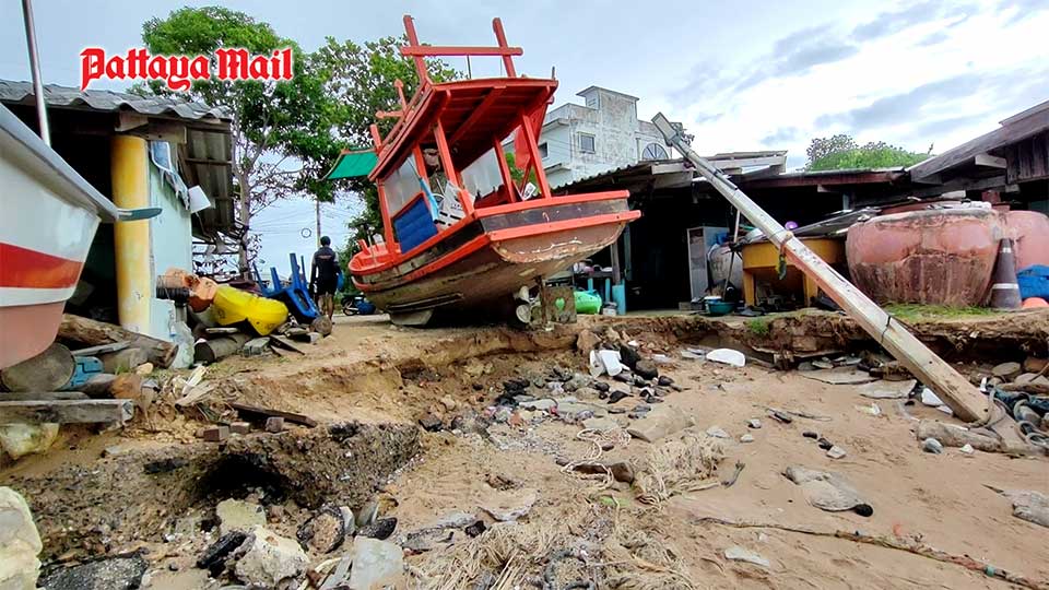 Banglamung seafront homes damaged by severe storm and high waves
